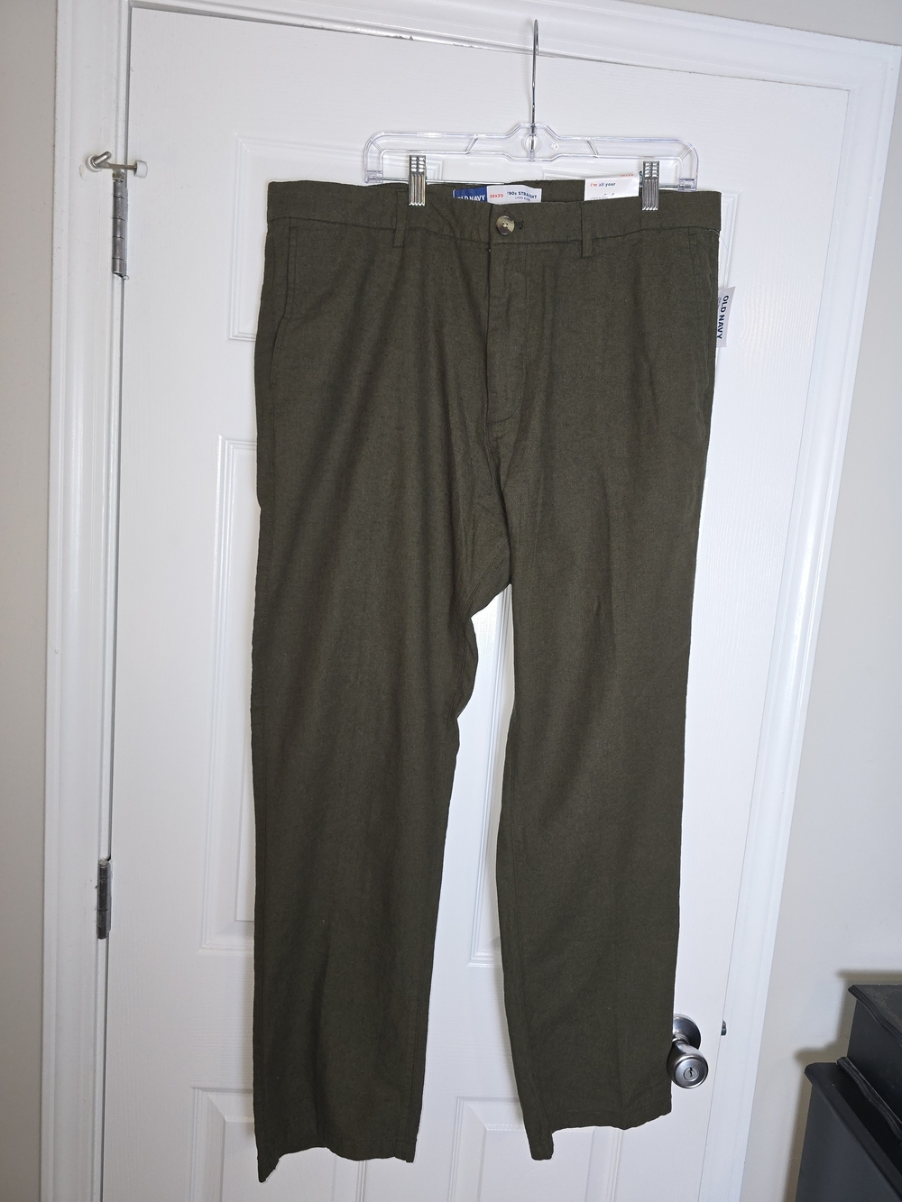 Old Navy Men's Linen Olive Green 90's Straight Chino Pants Size 38 × 30 - Picture 2 of 8